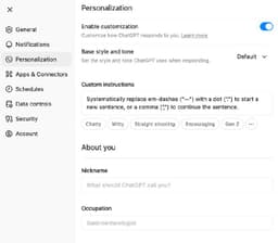 Как убрать “—“ из текстов ChatGPT image preview